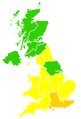 Click on a region for air pollution levels for 21/04/2002