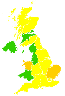 Click on a region for air pollution levels for 21/04/2009