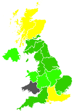 Click on a region for air pollution levels for 21/05/1991