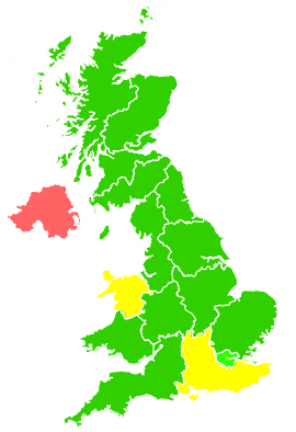 Click on a region for air pollution levels for 21/05/1993
