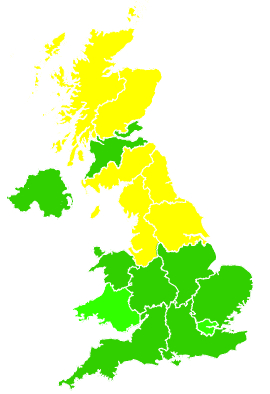 Click on a region for air pollution levels for 21/05/1994