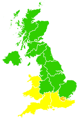 Click on a region for air pollution levels for 21/05/1995