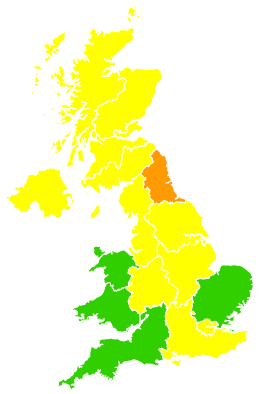 Click on a region for air pollution levels for 21/05/1999