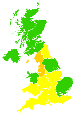 Click on a region for air pollution levels for 21/05/2001