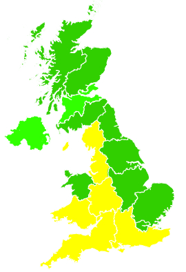 Click on a region for air pollution levels for 21/05/2010