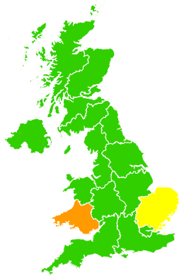 Click on a region for air pollution levels for 21/06/2006