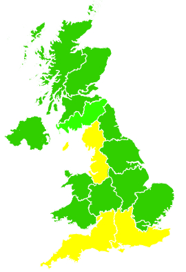 Click on a region for air pollution levels for 21/06/2010