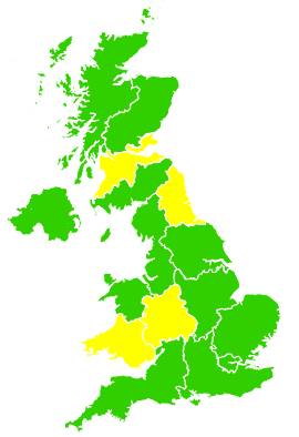 Click on a region for air pollution levels for 21/06/2011