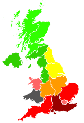 Click on a region for air pollution levels for 21/07/1990