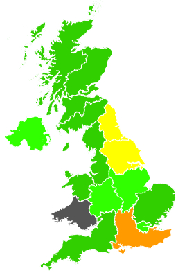 Click on a region for air pollution levels for 21/07/1991