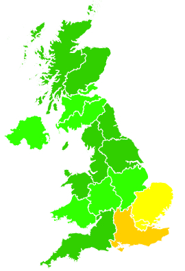 Click on a region for air pollution levels for 21/07/1995