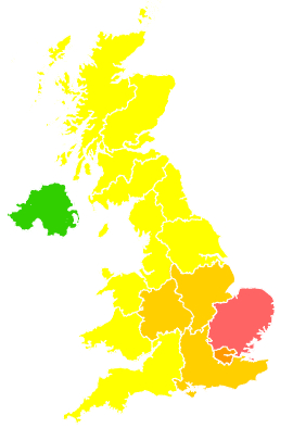 Click on a region for air pollution levels for 21/07/2006