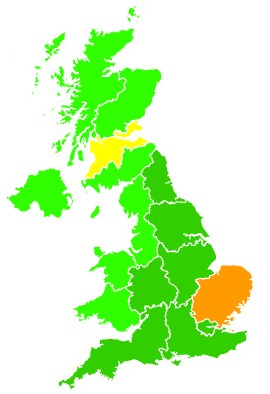 Click on a region for air pollution levels for 21/07/2010