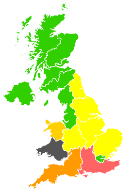 Click on a region for air pollution levels for 21/08/1991