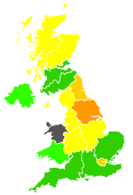 Click on a region for air pollution levels for 21/08/1996