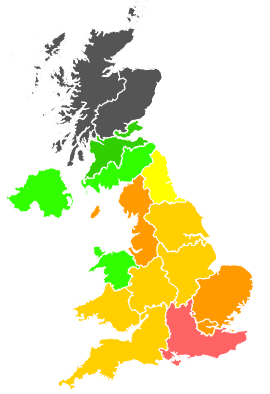 Click on a region for air pollution levels for 21/08/1997