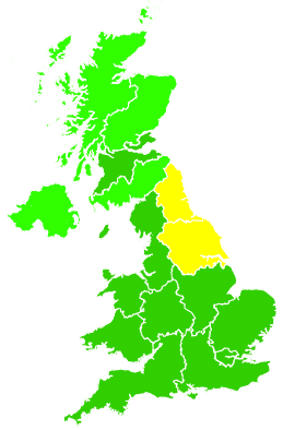 Click on a region for air pollution levels for 21/08/2000