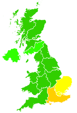 Click on a region for air pollution levels for 21/08/2001