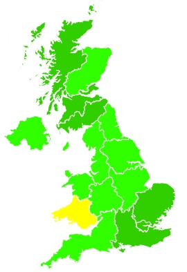 Click on a region for air pollution levels for 21/08/2023