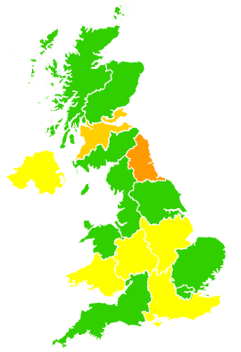 Click on a region for air pollution levels for 21/09/1994