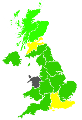Click on a region for air pollution levels for 21/09/1997