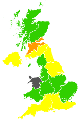 Click on a region for air pollution levels for 21/09/1998