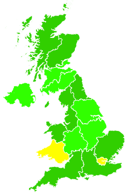 Click on a region for air pollution levels for 21/09/2007