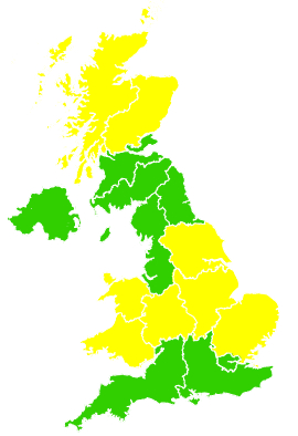 Click on a region for air pollution levels for 21/09/2008
