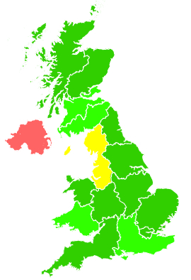 Click on a region for air pollution levels for 21/10/1993