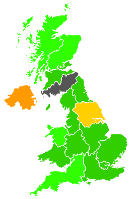 Click on a region for air pollution levels for 21/10/1997