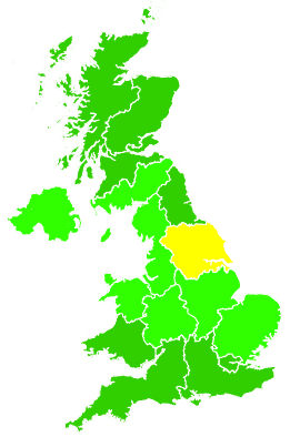 Click on a region for air pollution levels for 21/10/2009