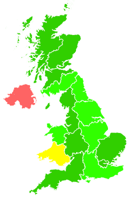 Click on a region for air pollution levels for 21/10/2016