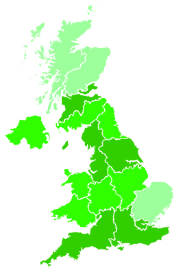 Click on a region for air pollution levels for 21/11/1994