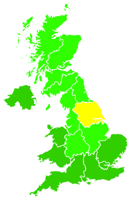 Click on a region for air pollution levels for 21/11/2002