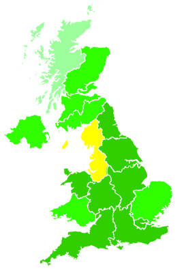 Click on a region for air pollution levels for 21/11/2003