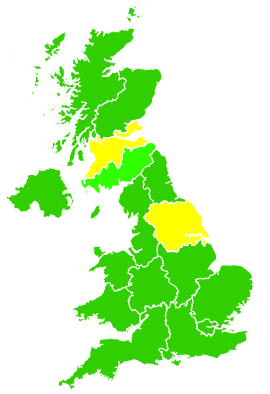 Click on a region for air pollution levels for 21/11/2004