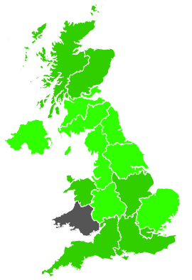 Click on a region for air pollution levels for 21/12/1990