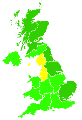 Click on a region for air pollution levels for 21/12/1995