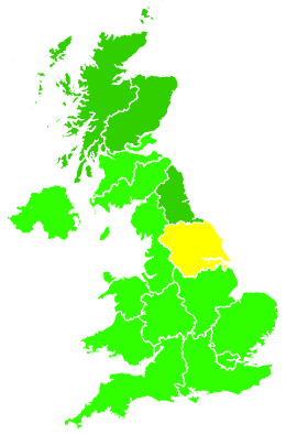 Click on a region for air pollution levels for 21/12/1996