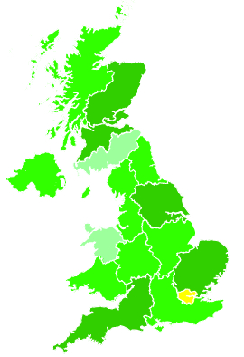 Click on a region for air pollution levels for 21/12/2000