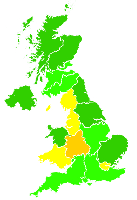 Click on a region for air pollution levels for 21/12/2006