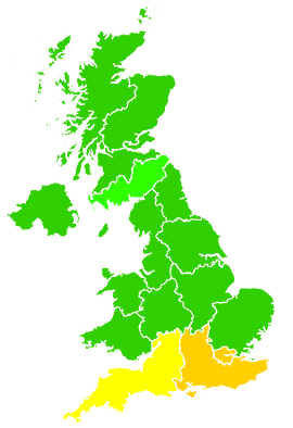 Click on a region for air pollution levels for 21/12/2007