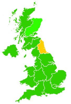 Click on a region for air pollution levels for 21/12/2014