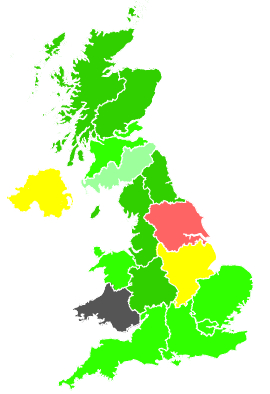 Click on a region for air pollution levels for 22/01/1991