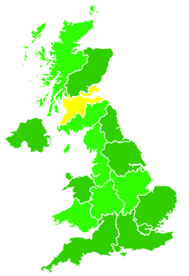 Click on a region for air pollution levels for 22/01/2005