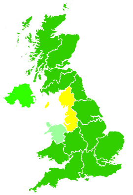 Click on a region for air pollution levels for 22/01/2008
