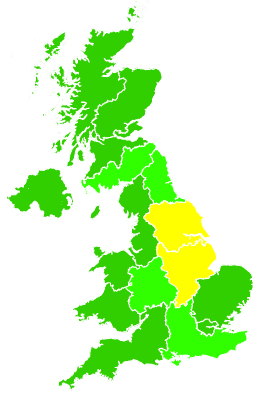 Click on a region for air pollution levels for 22/01/2010