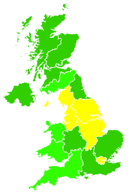 Click on a region for air pollution levels for 22/01/2013