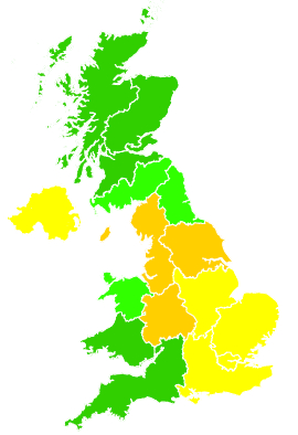 Click on a region for air pollution levels for 22/01/2015