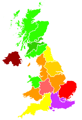 Click on a region for air pollution levels for 22/01/2017